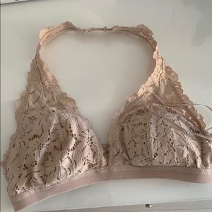 aerie lace halter pink padded bralette